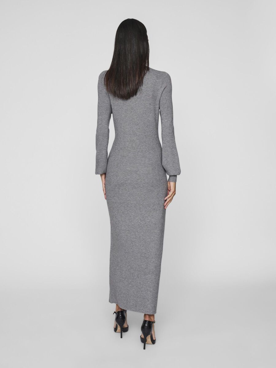 VILA KNITTED MAXI DRESS, Medium Grey Melange, highres - 14109942_MediumGreyMelange_004.jpg