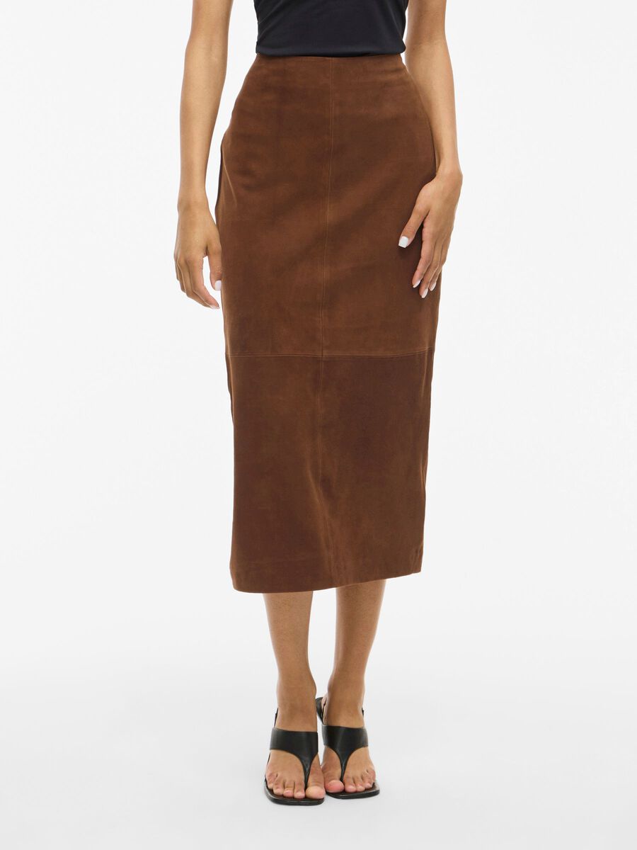 Carousel image - VIIDA SUEDE MIDI SKIRT, Toffee | 1
