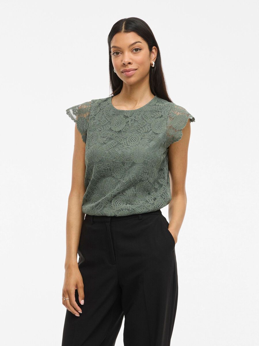 VILA VIMYNTE LACE SHORT SLEEVED TOP, Laurel Wreath, highres - 14112803_LaurelWreath_003.jpg