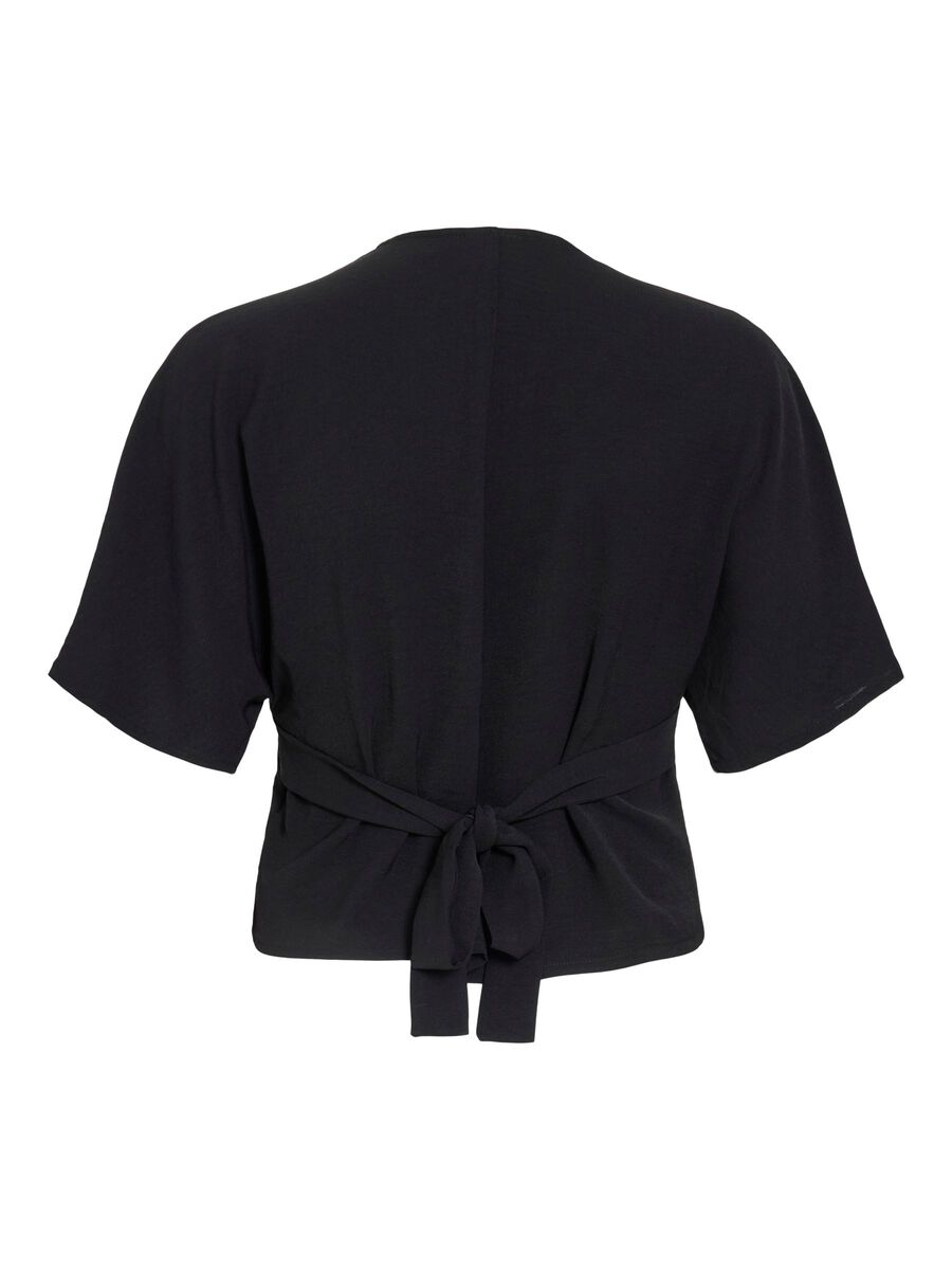 Product carousel image - VIRELLA V-HALS TOP MET KORTE MOUWEN, Black | 2