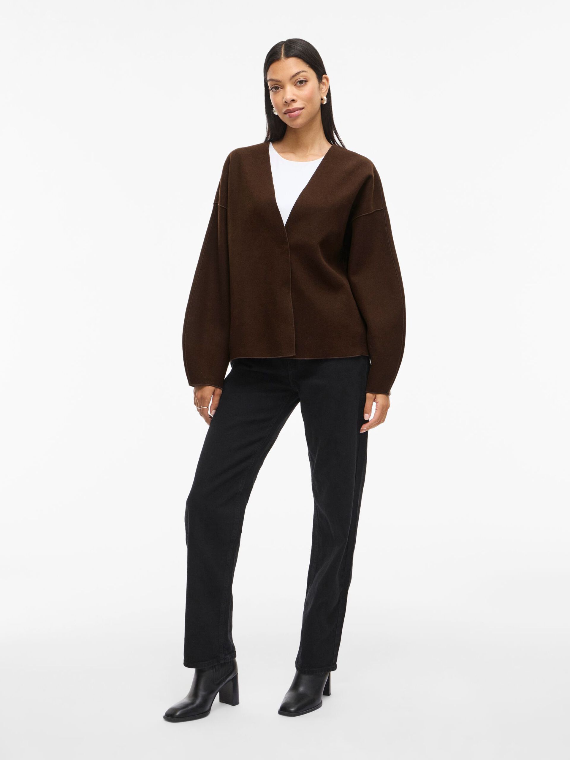 Carousel image - VIJUICE V-NECK JACKET, Coffee Bean | 5