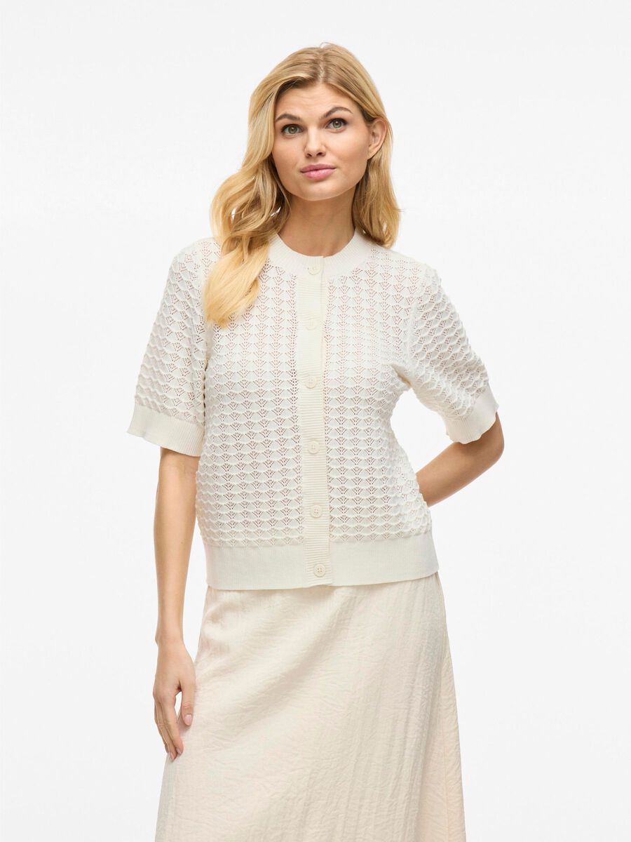 VILA VIVUA SHORT SLEEVE KNITTED CARDIGAN, Cloud Dancer, highres - 14109641_CloudDancer_003.jpg