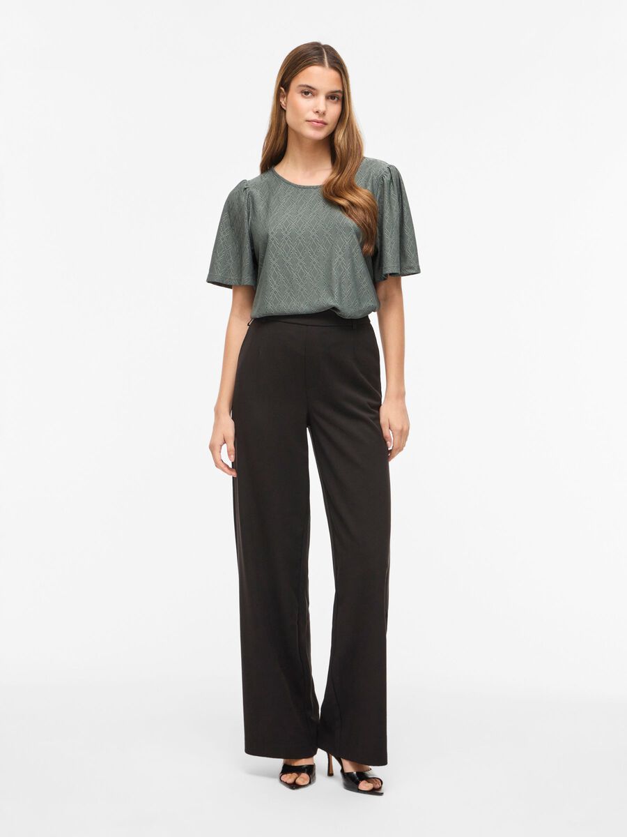 Carousel image - VIBELLI ROUND NECK SHORT SLEEVED TOP, Balsam Green | 4