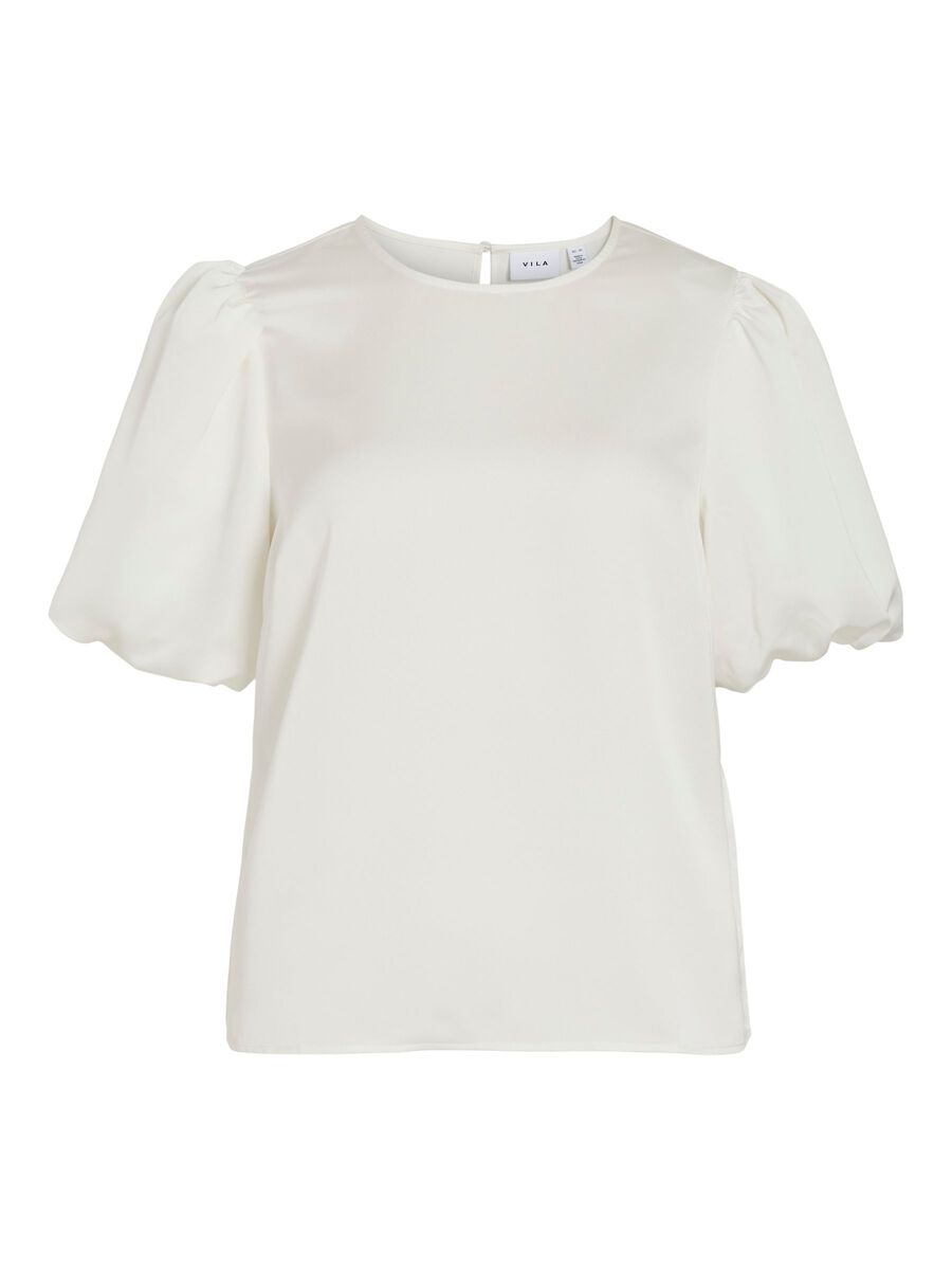 VILA VIELLETTE ROUND NECK SHORT SLEEVED TOP, Snow White, highres - 14107986_SnowWhite_001.jpg