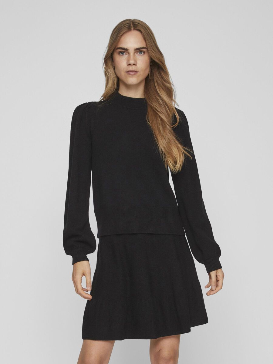 Vila HIGH NECK LONG SLEEVED BLOUSE, Black, highres - 14084179_Black_003.jpg