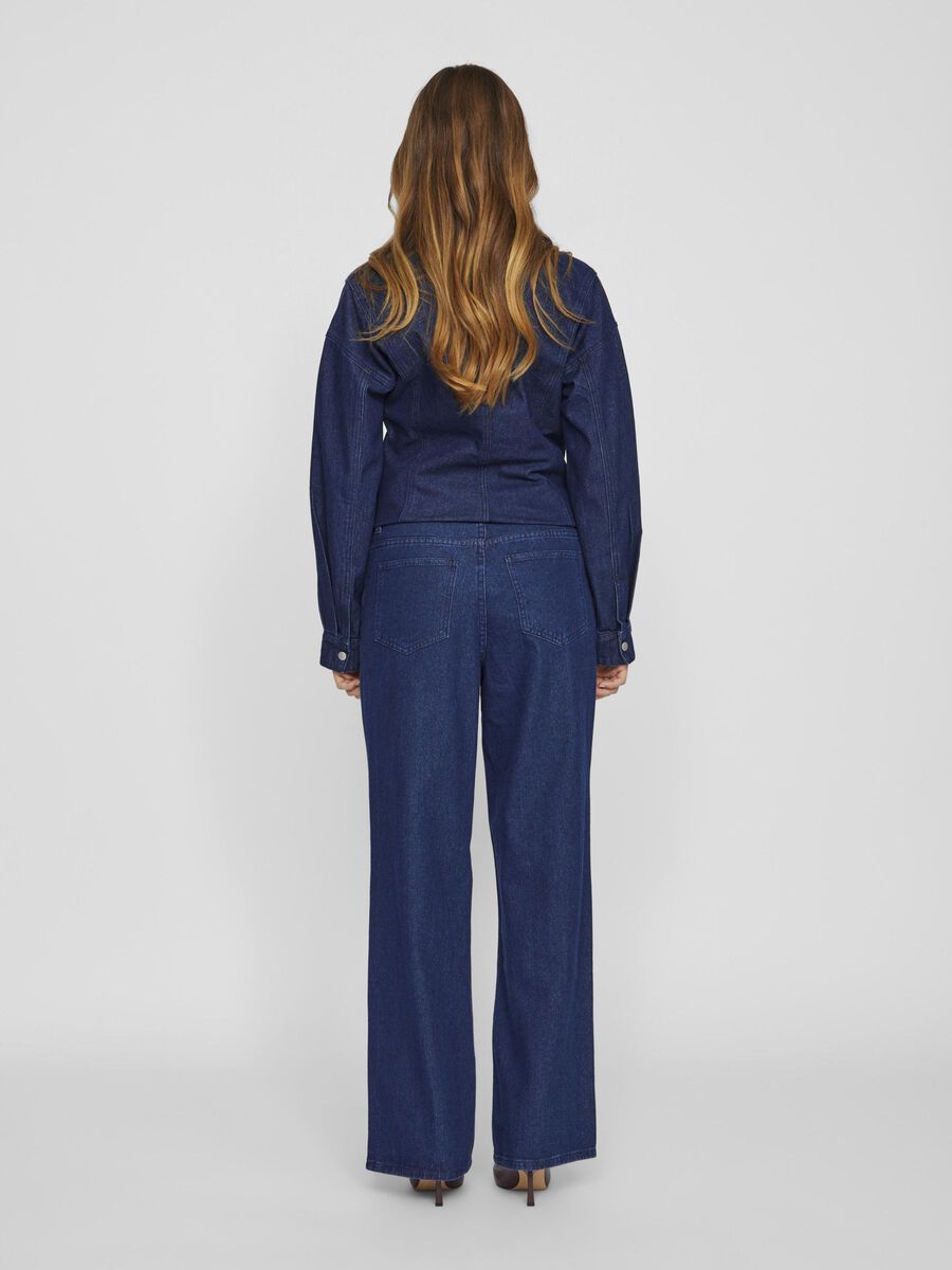 VILA À TAILLE HAUTE JEAN À COUPE AMPLE, Dark Blue Denim, highres - 14106314_DarkBlueDenim_004.jpg