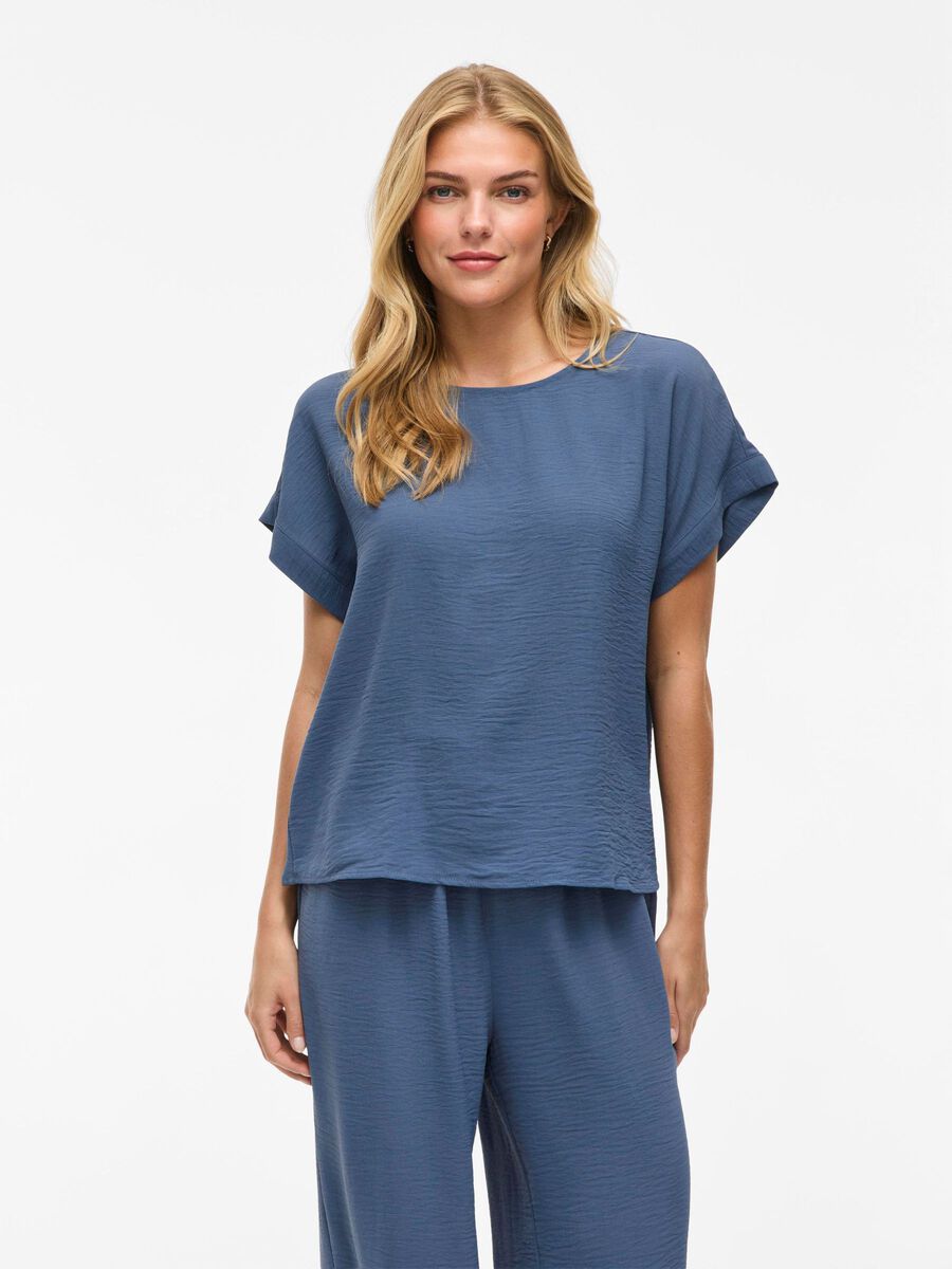 VILA RUND HALS KORTERMET TOPP, Vintage Indigo, highres - 14101663_VintageIndigo_003.jpg