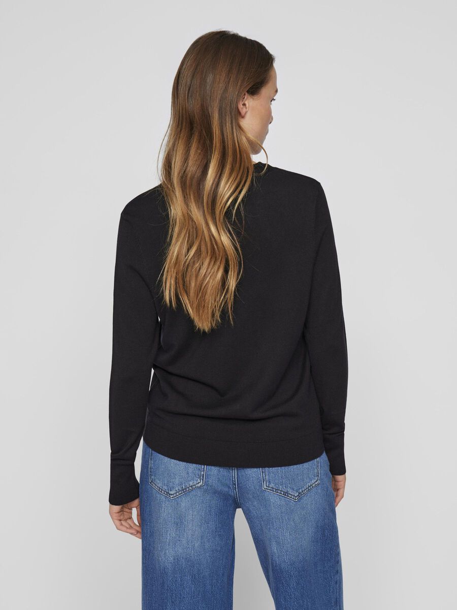 VILA V-NECK KNITTED CARDIGAN, Black Beauty, highres - 14100579_BlackBeauty_004.jpg
