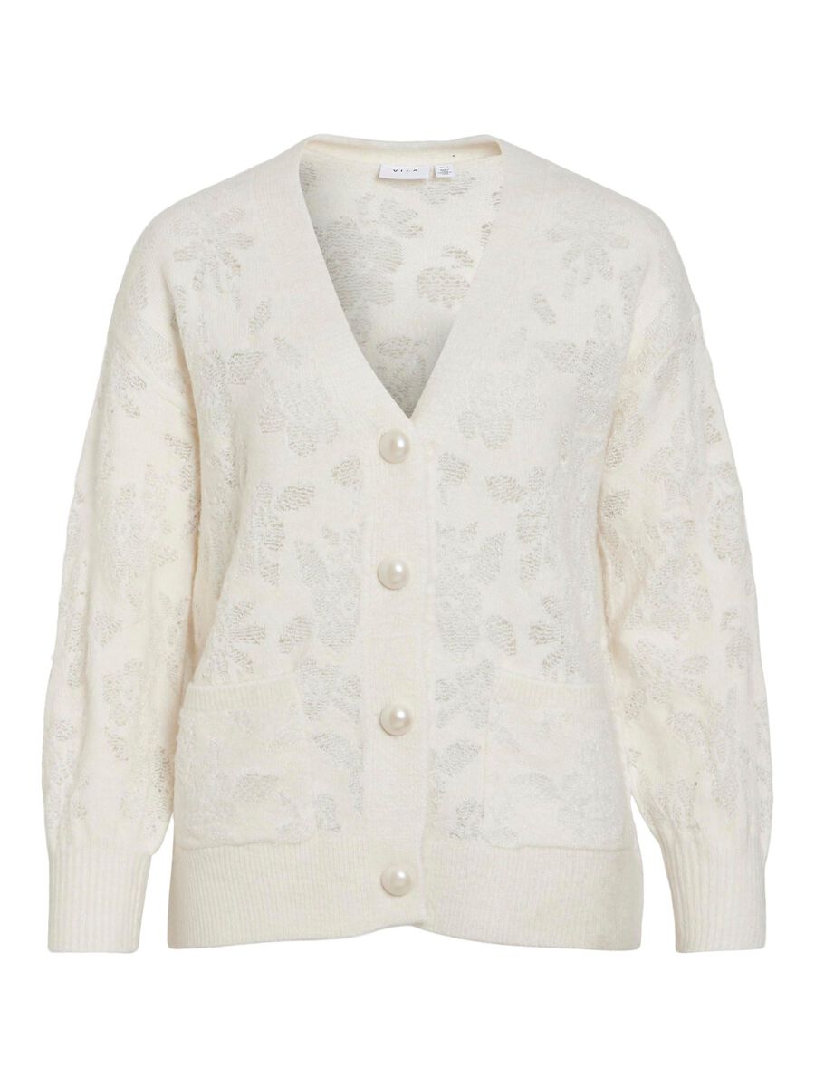 VILA V-AUSSCHNITT STRICKJACKE, Birch, highres - 14108327_Birch_001.jpg