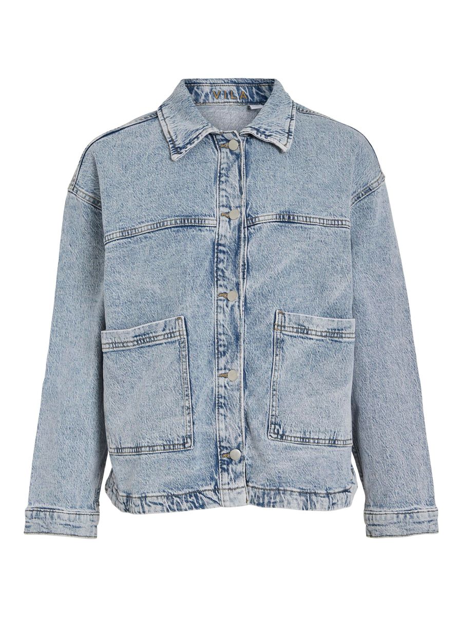 VILA VIJAF DENIM JACKET, Light Blue Denim, highres - 14108447_LightBlueDenim_1217413_001.jpg