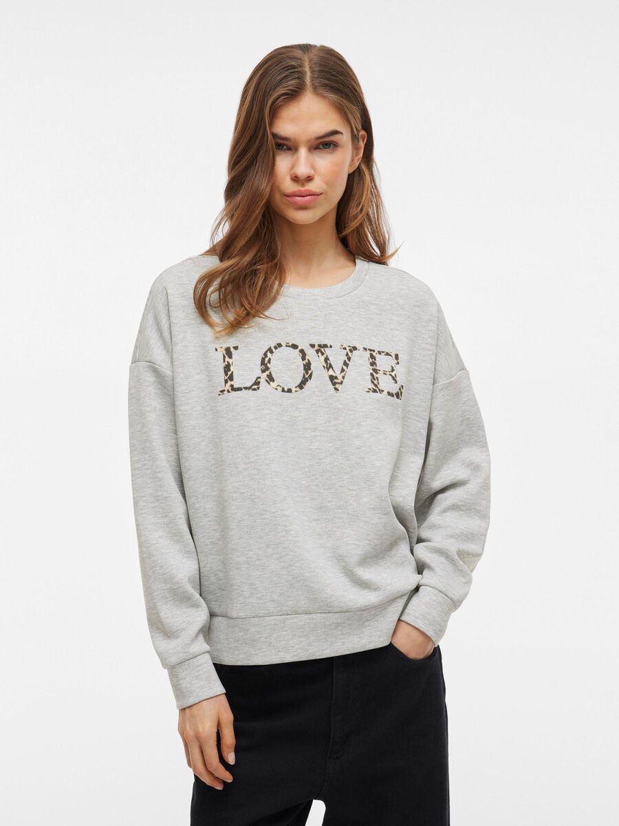 VILA RUND HALS SWEATSHIRT, Light Grey Melange, highres - 14107559_LightGreyMelange_1190433_003.jpg