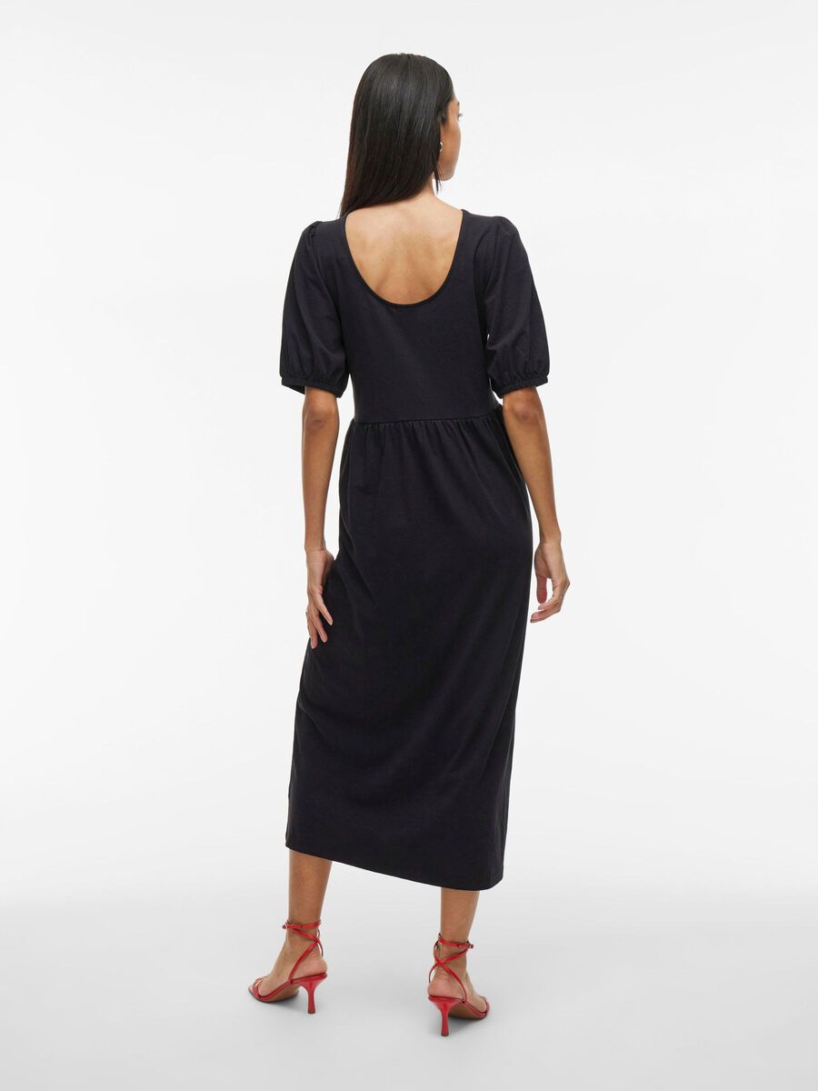 VILA SHORT SLEEVED MIDI DRESS, Black Beauty, highres - 14105717_BlackBeauty_004.jpg