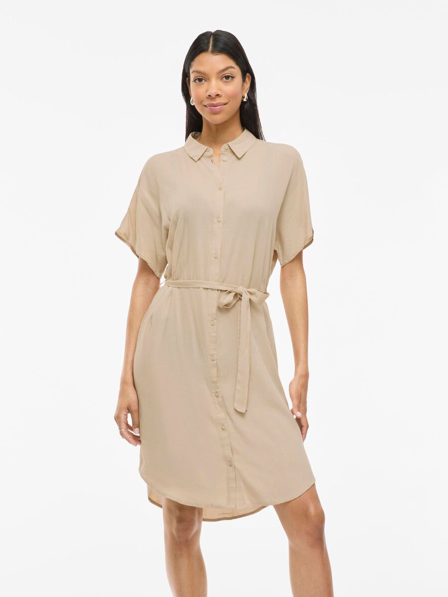VILA SHORT SLEEVED SHIRT DRESS, Feather Gray, highres - 14101741_FeatherGray_003.jpg