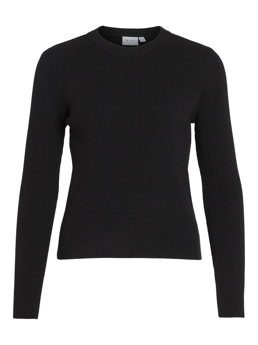 VILA LANGÄRMELIGER STRICKOBERTEIL, Black, highres - 14084325_Black_001.jpg