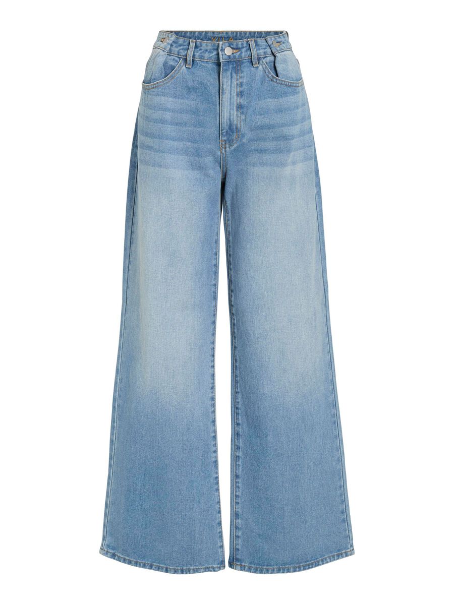 VILA VIHELIA HIGH-WAIST WIDE FIT JEANS, Light Blue Bleached Denim, highres - 14112100_LightBlueBleachedDenim_001.jpg