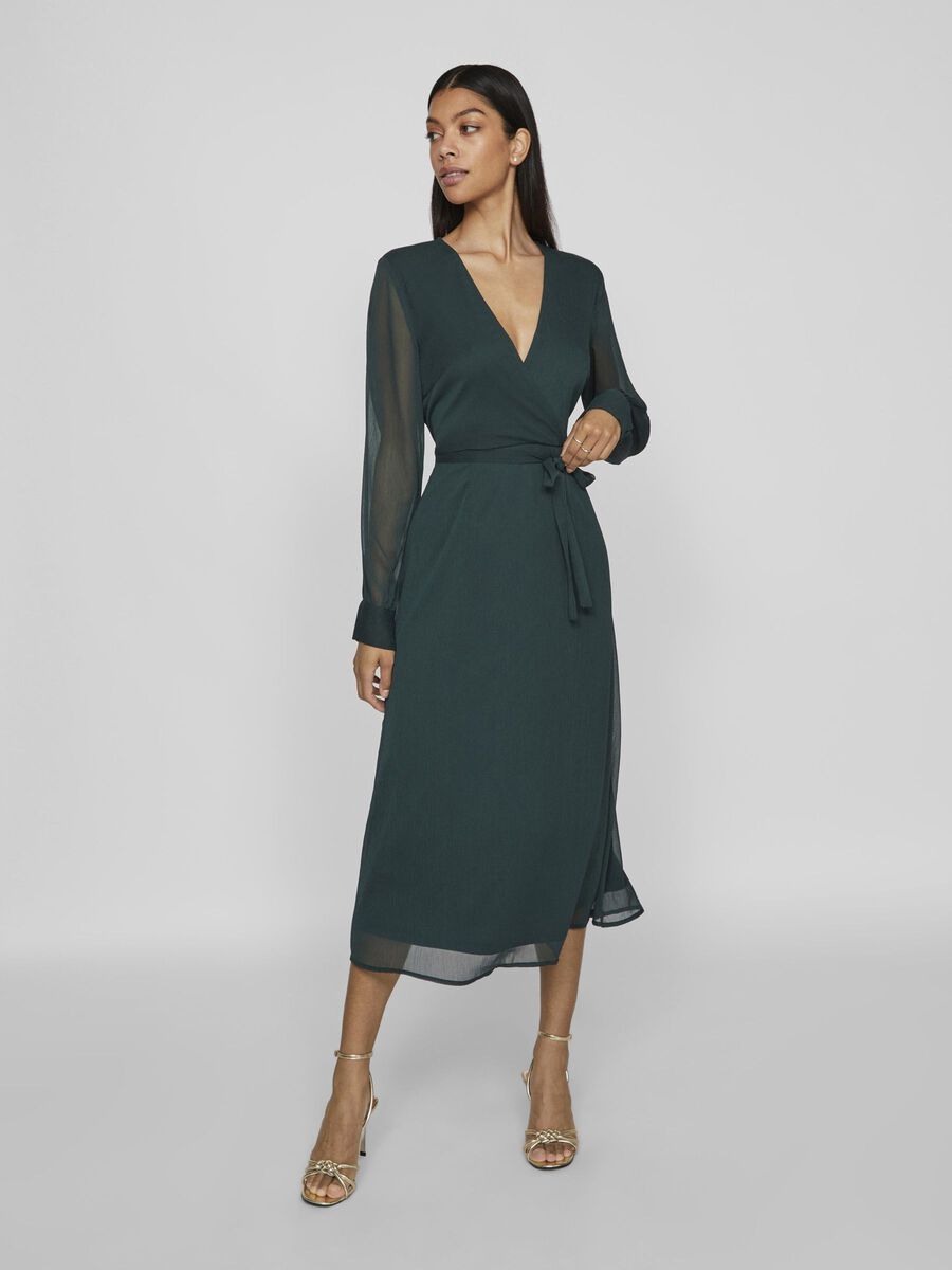 VILA VIFALIA LONG SLEEVED MIDI DRESS, Scarab, highres - 14095704_Scarab_003.jpg