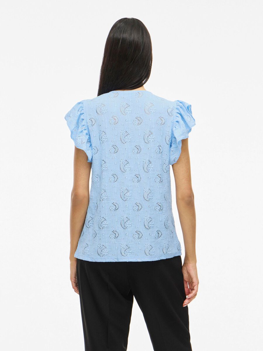 VILA VIKARLA V-NECK CAP SLEEVE TOP, Kentucky Blue, highres - 14114869_KentuckyBlue_004.jpg