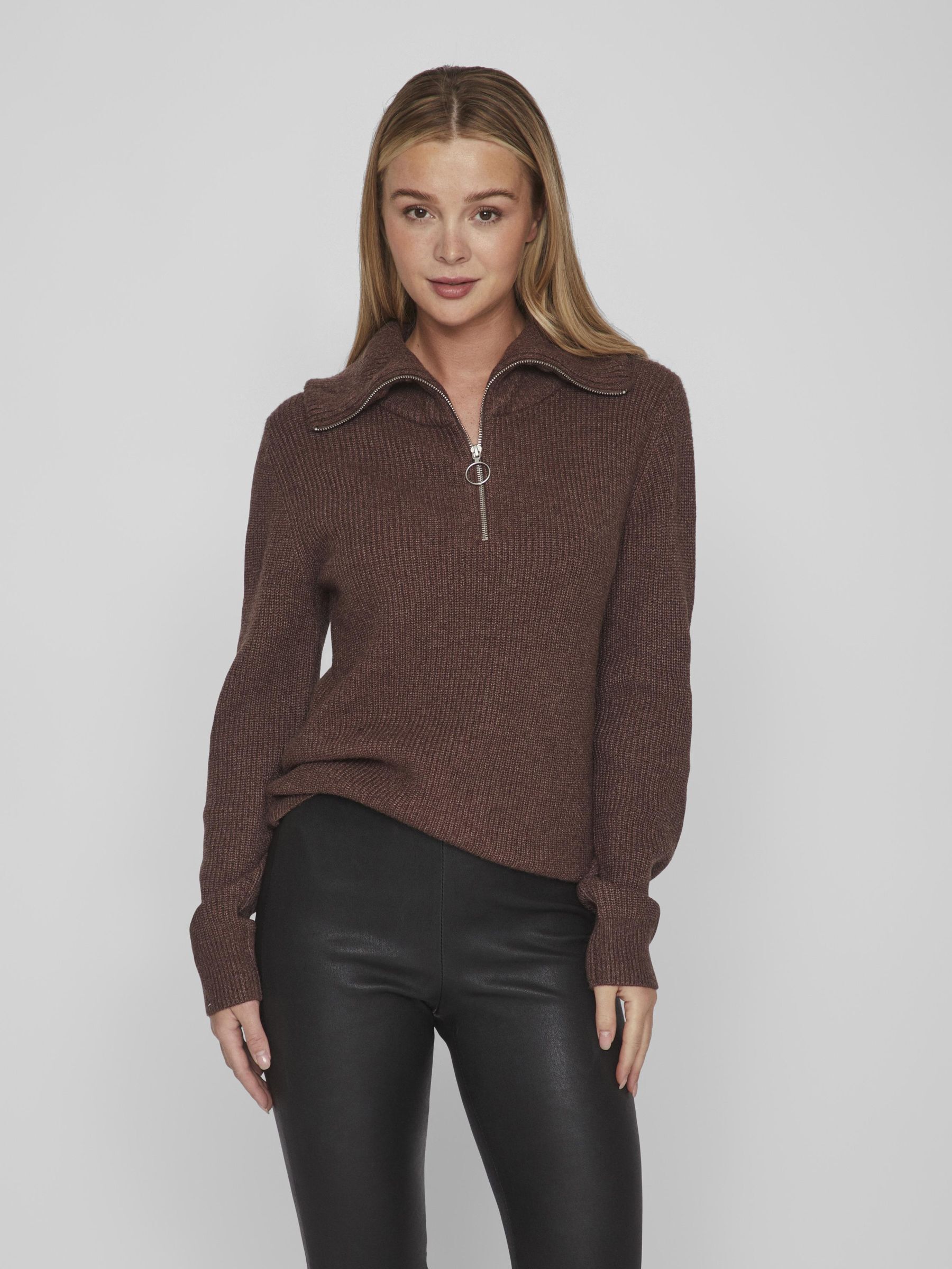 Col roulé zippé top