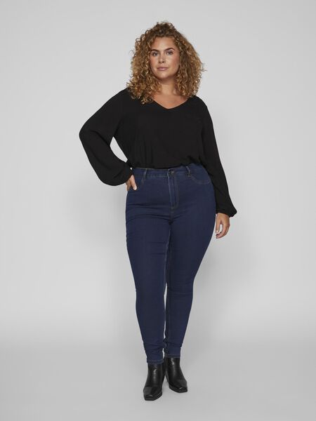 Vila CURVE - CROPPED HIGH WAIST JEGGINGS, Dark Blue Denim, highres - 14078772_DarkBlueDenim_005.jpg