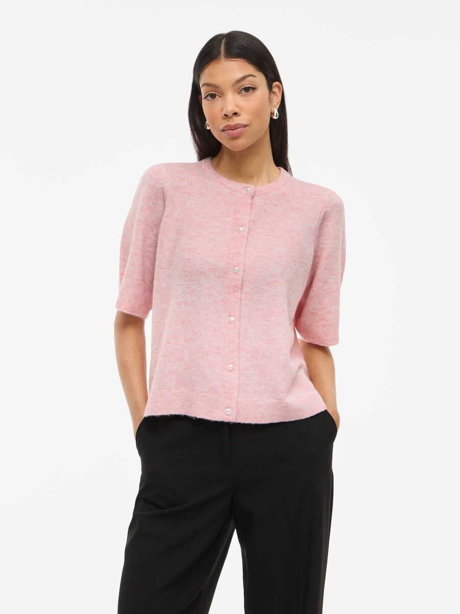 VILA VISEBORA SHORT SLEEVED KNITTED CARDIGAN, Pink Nectar, highres - 14112577_PinkNectar_003.jpg