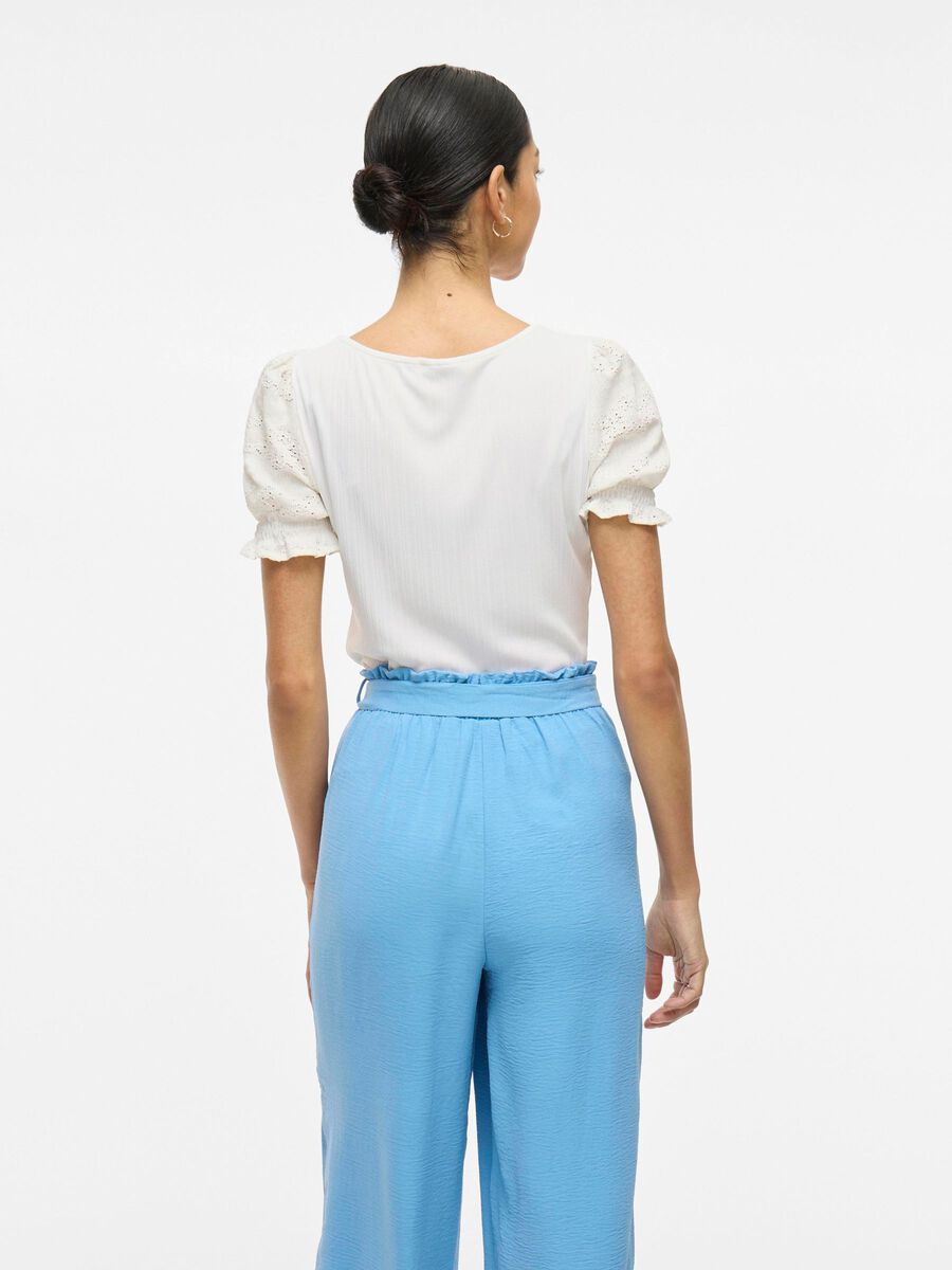 VILA SQUARE NECK SHORT SLEEVED TOP, Snow White, highres - 14108367_SnowWhite_004.jpg