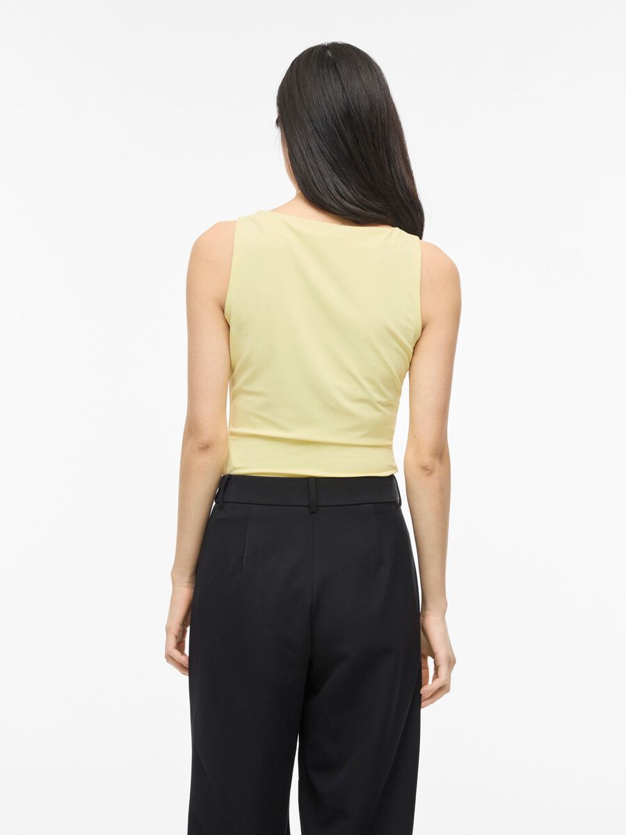 Product carousel image - VIKENZA WATERFALL SLEEVELESS TOP, Pastel Yellow | 2