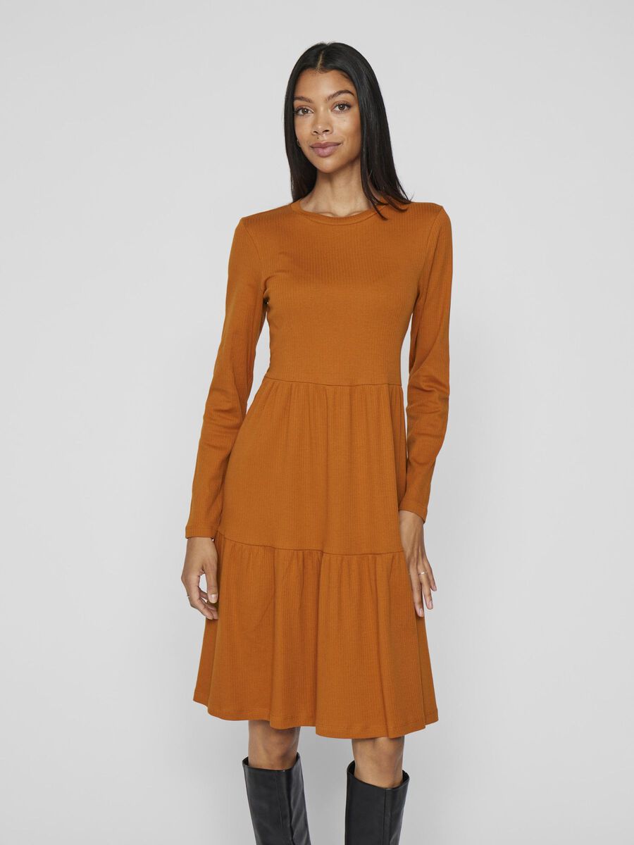 VILA LONG SLEEVED KNEE-LENGTH DRESS, Pumpkin Spice, highres - 14109874_PumpkinSpice_003.jpg