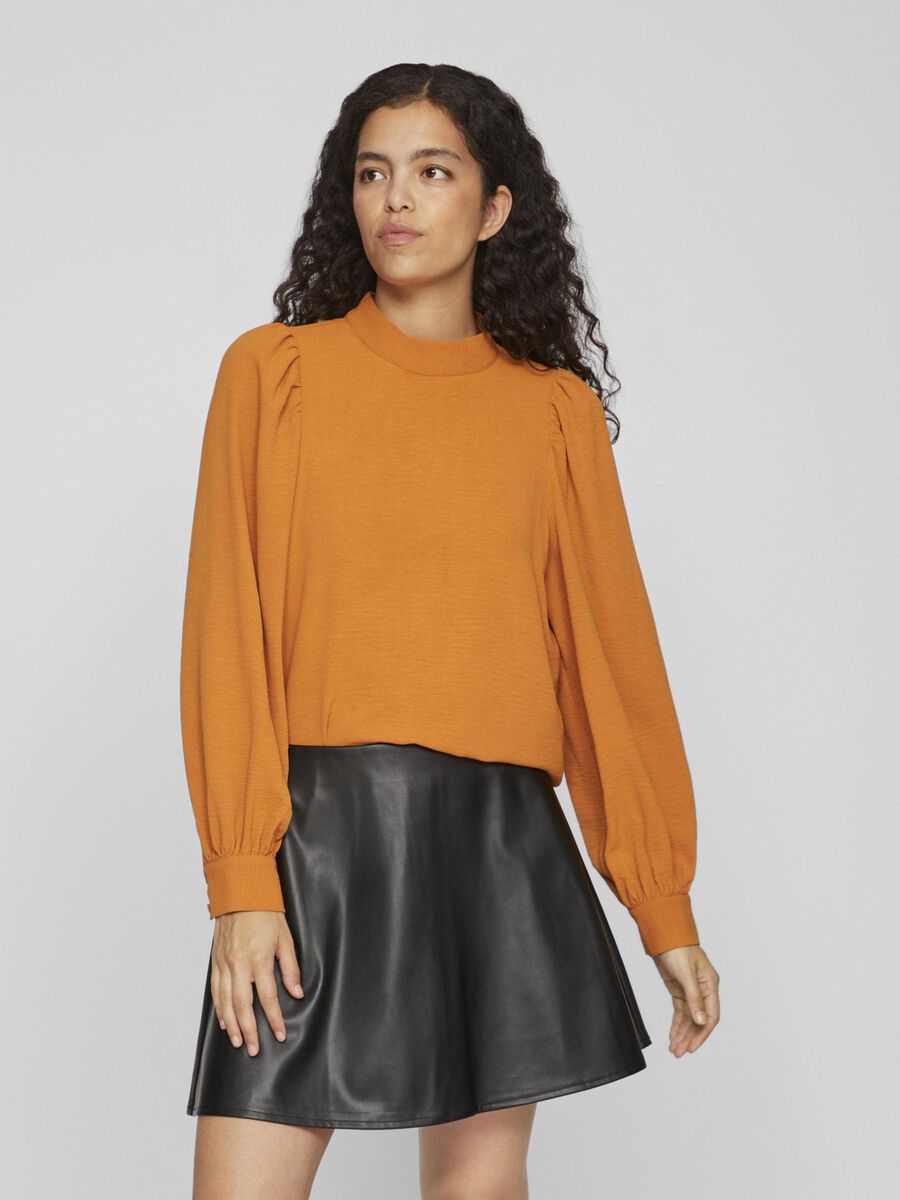 VILA HIGH NECK LONG SLEEVED BLOUSE, Inca Gold, highres - 14104001_IncaGold_003.jpg