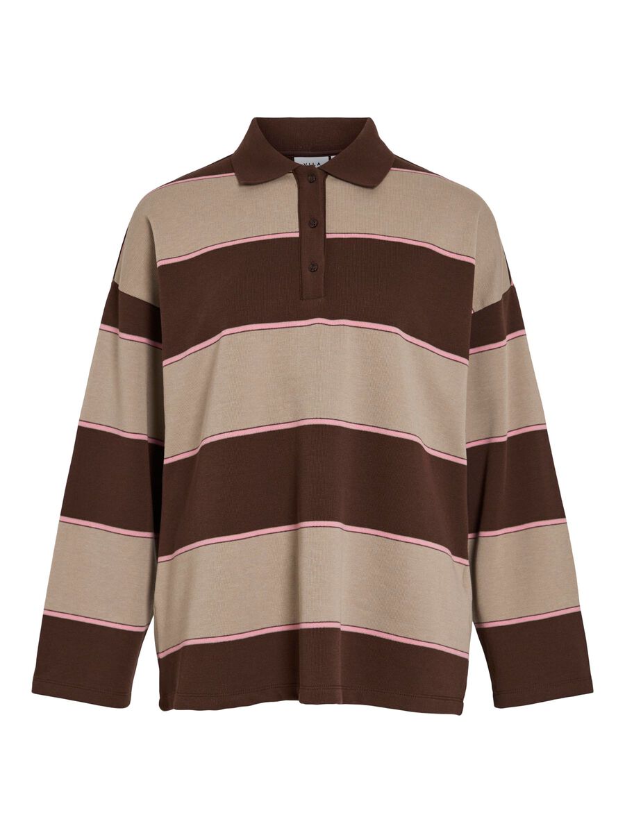 VILA VIBALO LONG SLEEVED POLO SHIRT, Coffee Bean, highres - 14109894_CoffeeBean_1234538_001.jpg
