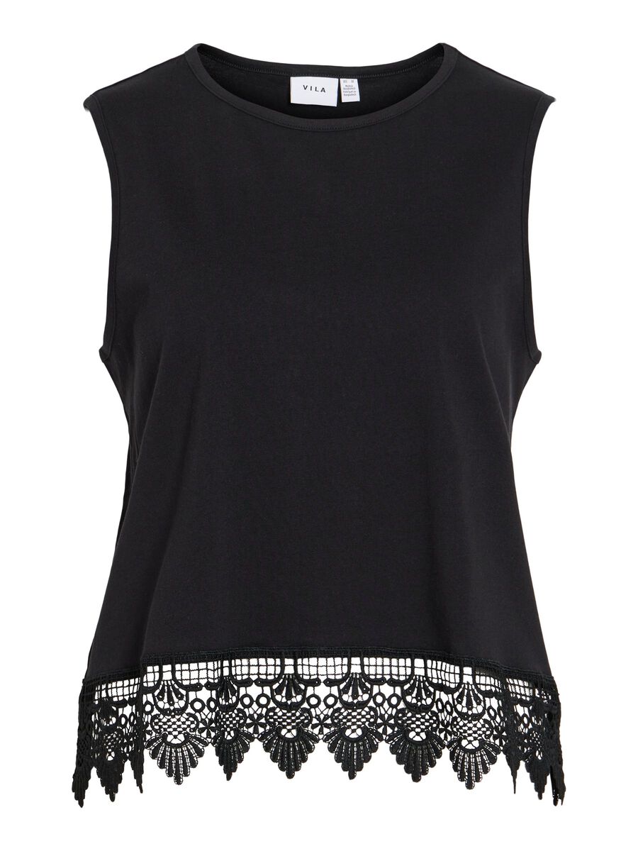 Product carousel image - VIALKA ROUND NECK SLEEVELESS TOP, Black | 2