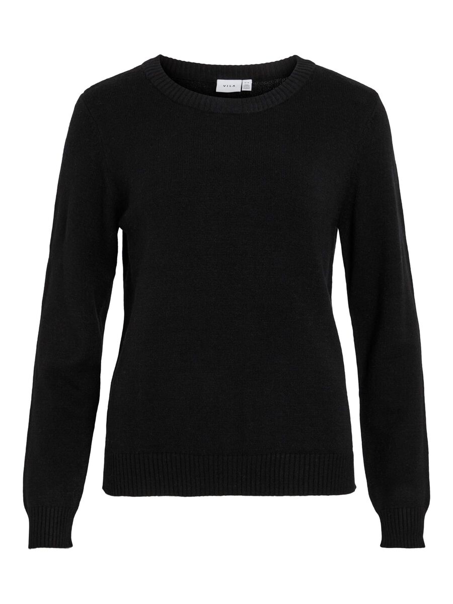 VILA VIRIL ROUND NECK KNITTED PULLOVER, Black, highres - 14054177_Black_001.jpg