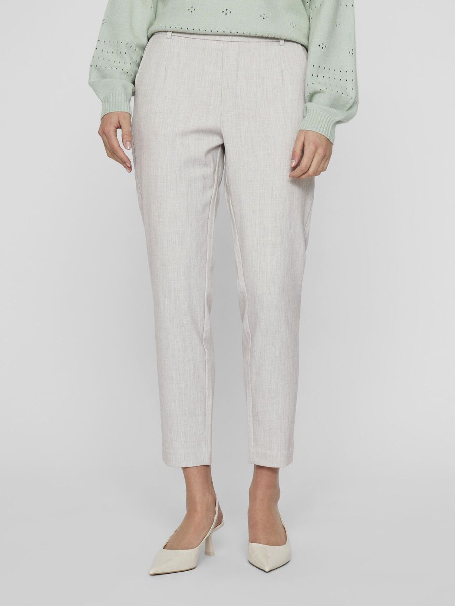 VILA VIVARONE - COUPE SLIM PANTALON TAILLE HAUTE, Light Grey Melange, highres - 14087406_LightGreyMelange_003.jpg