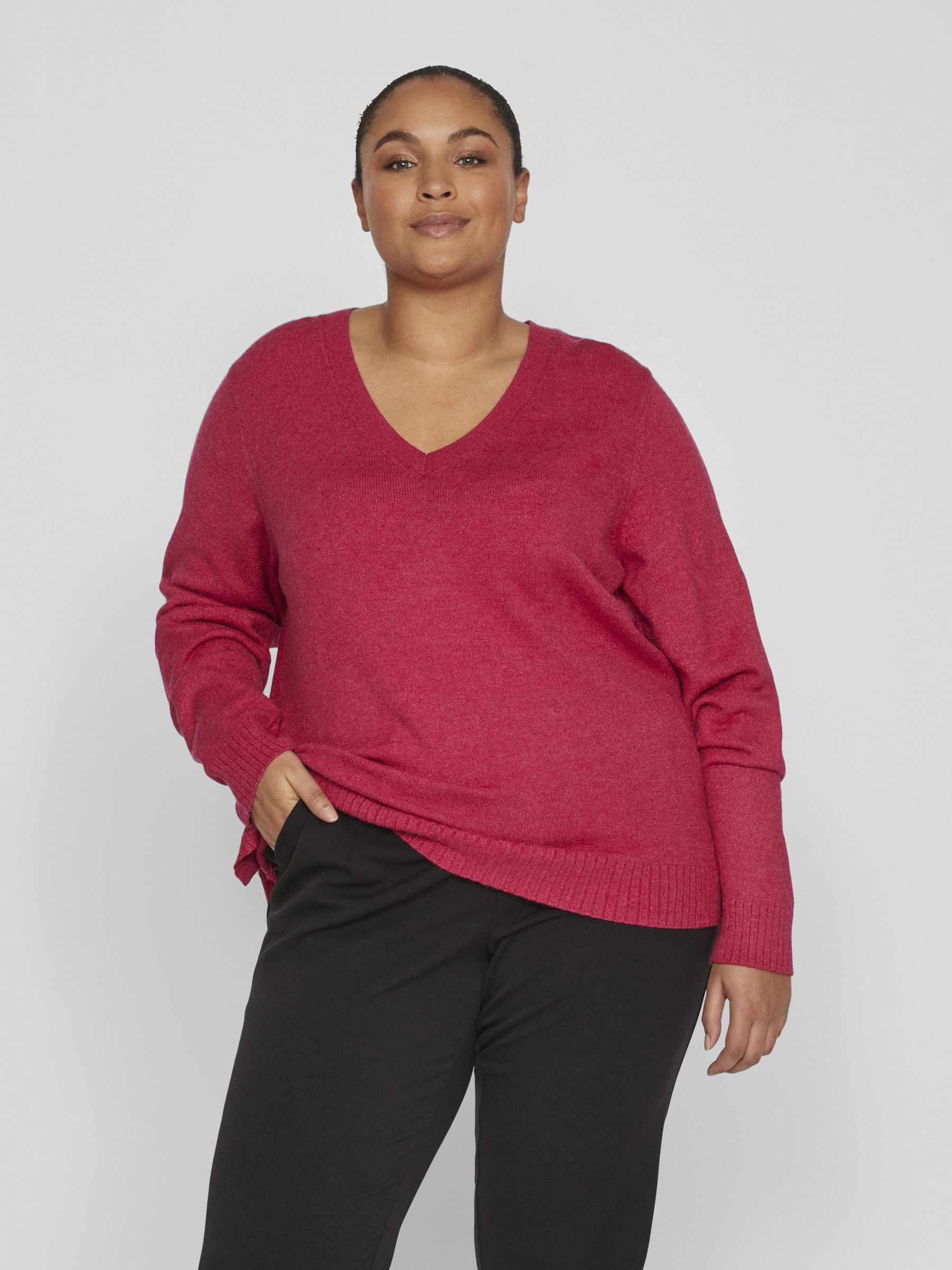 CURVE COSY KNITTED PULLOVER Pink VILA