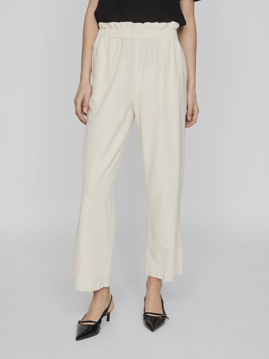 VILA HIGH WAIST PAPERBAG TROUSERS, Super Light Natural Melan, highres - 14096243_SuperLightNaturalMelan_003.jpg
