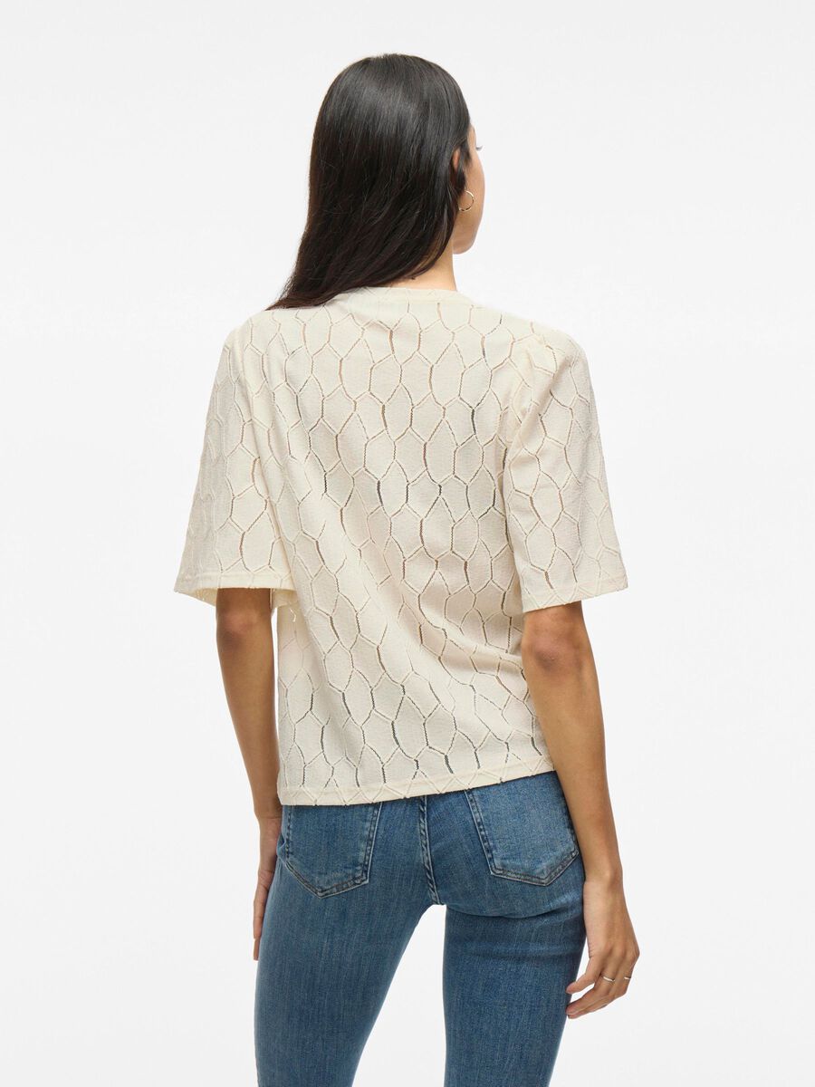 VILA V-NECK SHORT SLEEVED TOP, Birch, highres - 14105683_Birch_004.jpg