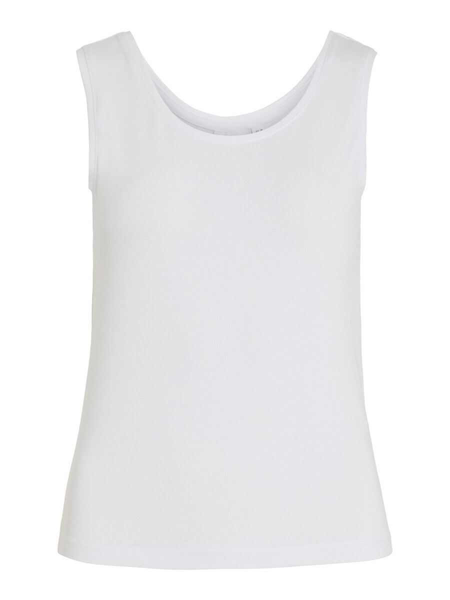 VILA VINORA ALGODÓN CAMISETA DE TIRANTES, Bright White, highres - 14104152_BrightWhite_001.jpg