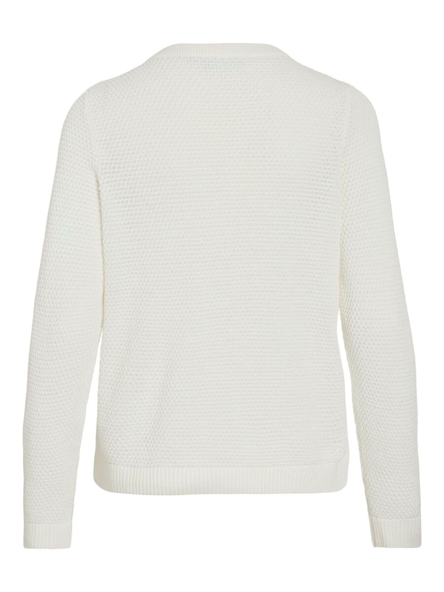 VILA VIDALO ROUND NECK KNITTED CARDIGAN, White Alyssum, highres - 14112299_WhiteAlyssum_002.jpg