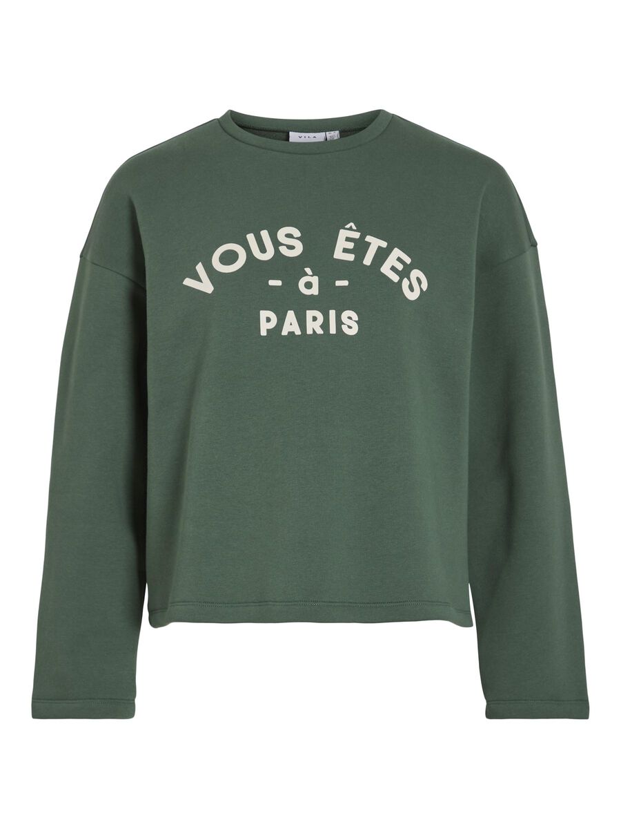 VILA RONDE HALS SWEATSHIRT, Posy Green, highres - 14110530_PosyGreen_1222958_001.jpg