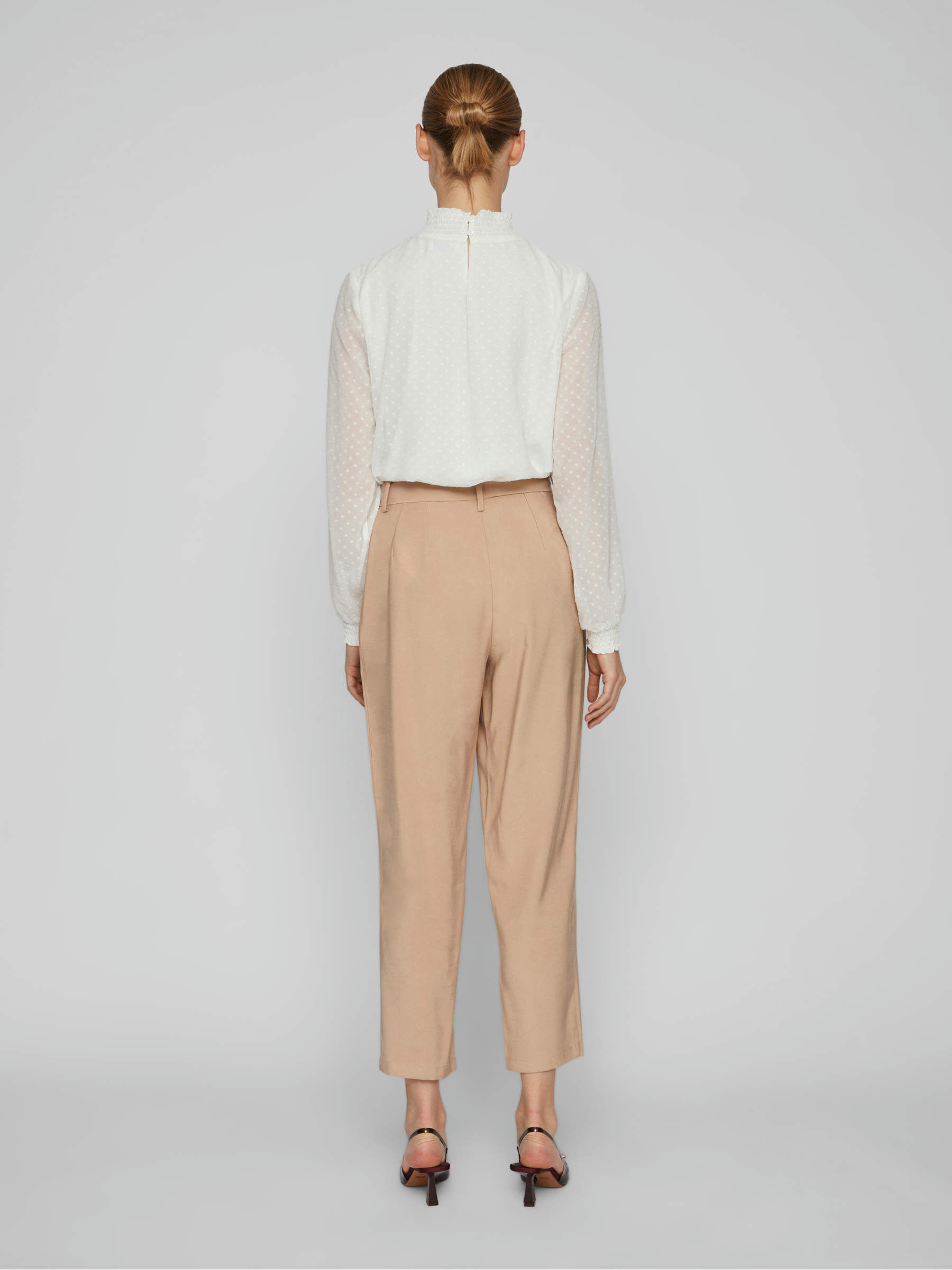Beige paper bag trousers deals