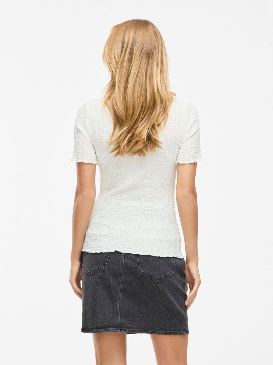 VILA VIMALMEN HIGH NECK SHORT SLEEVED TOP, Snow White, highres - 14112683_SnowWhite_004.jpg