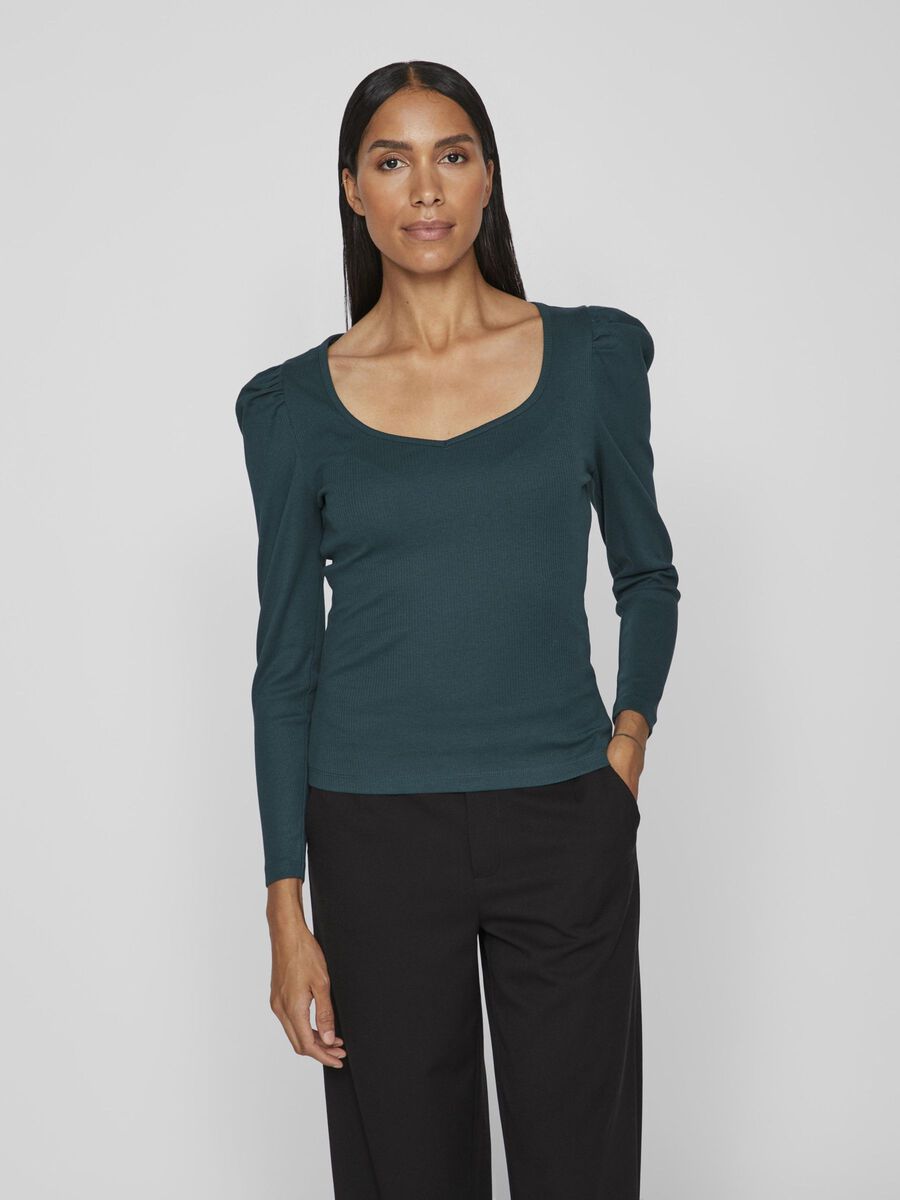 Vila SQUARE NECK LONG SLEEVED BLOUSE, Ponderosa Pine, highres - 14091425_PonderosaPine_003.jpg