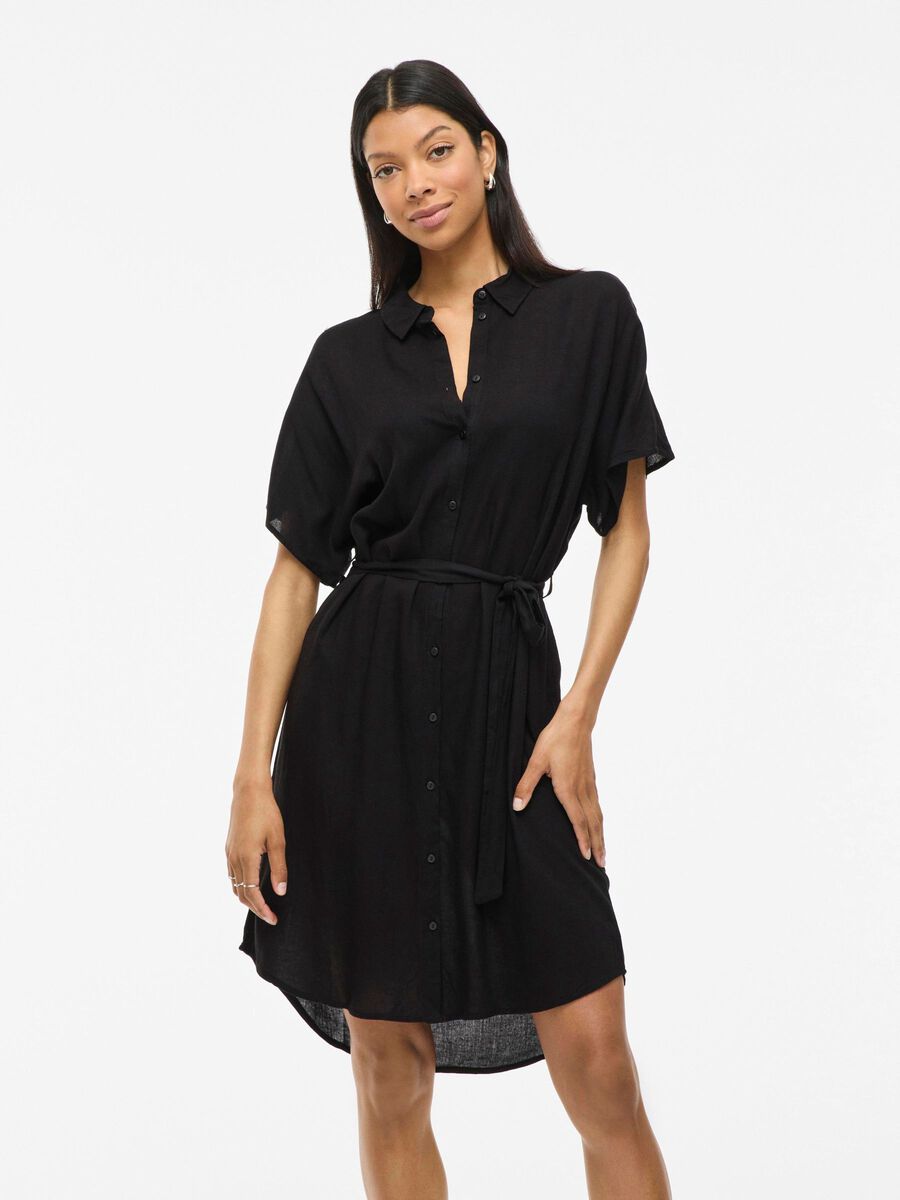 VILA SHORT SLEEVED SHIRT DRESS, Black, highres - 14101741_Black_003.jpg