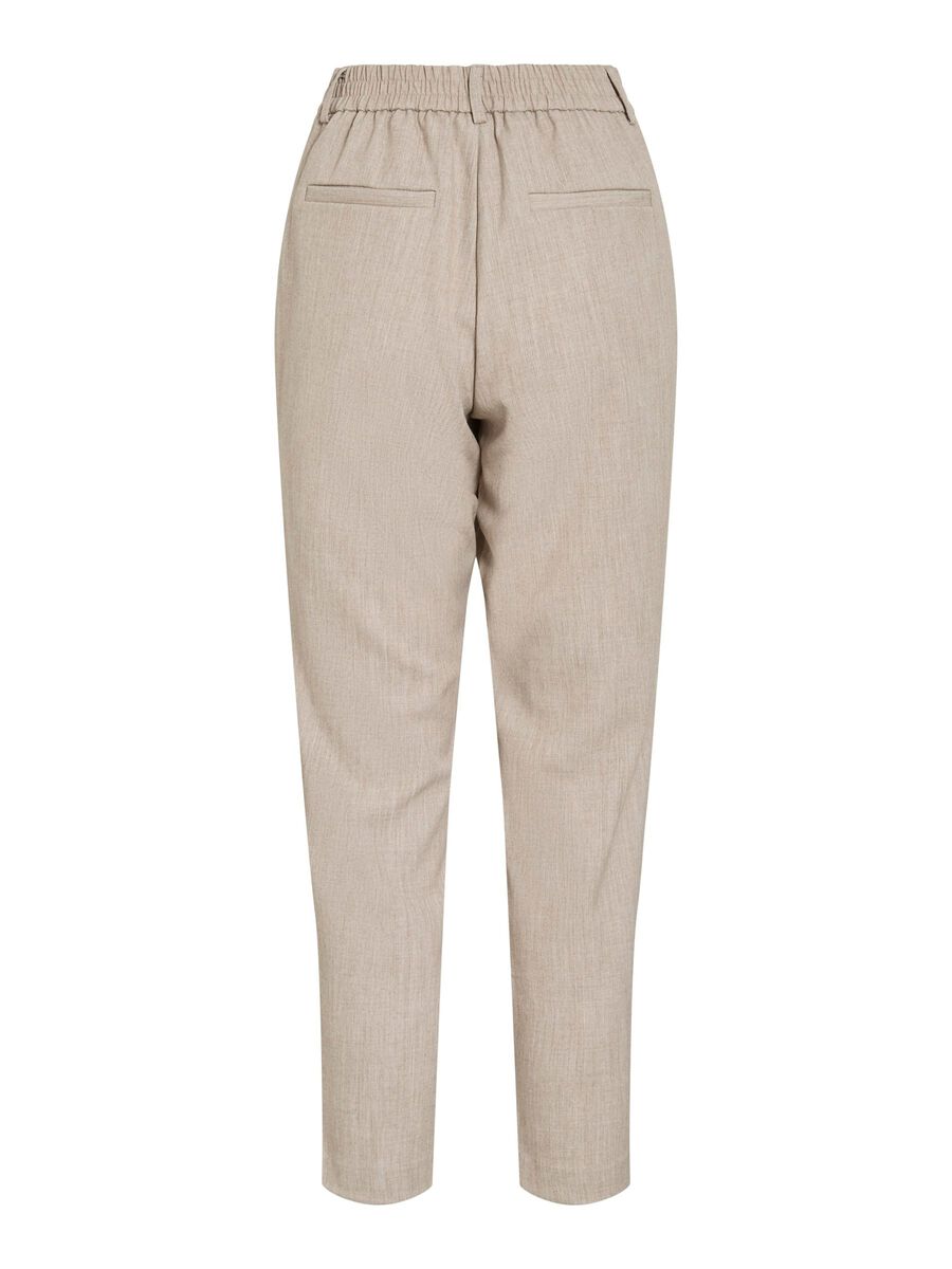 VILA VIVARONE SLIM FIT KORKEAVYÖTÄRÖISET HOUSUT, Natural Melange, highres - 14087406_NaturalMelange_002.jpg