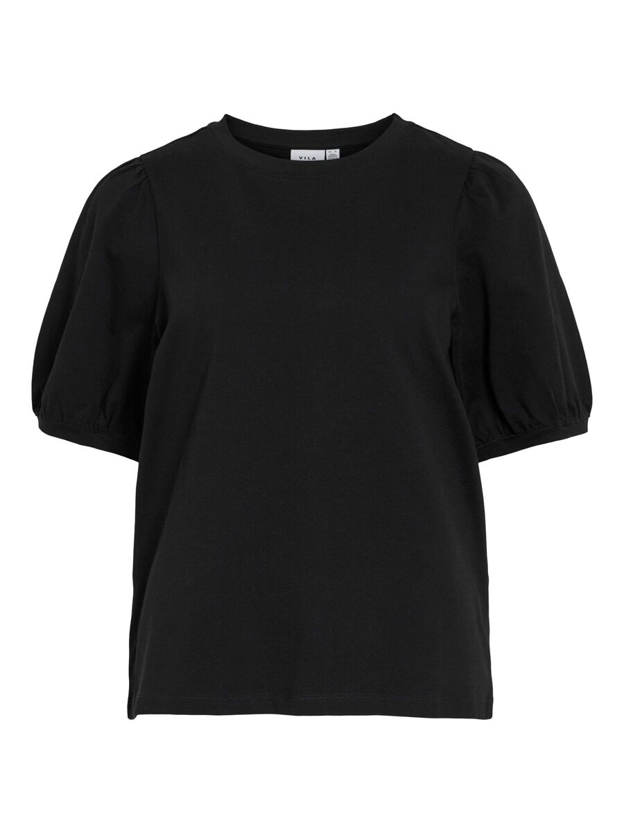 VILA VIMONIE ROUND NECK SHORT SLEEVED TOP, Black Beauty, highres - 14106923_BlackBeauty_001.jpg