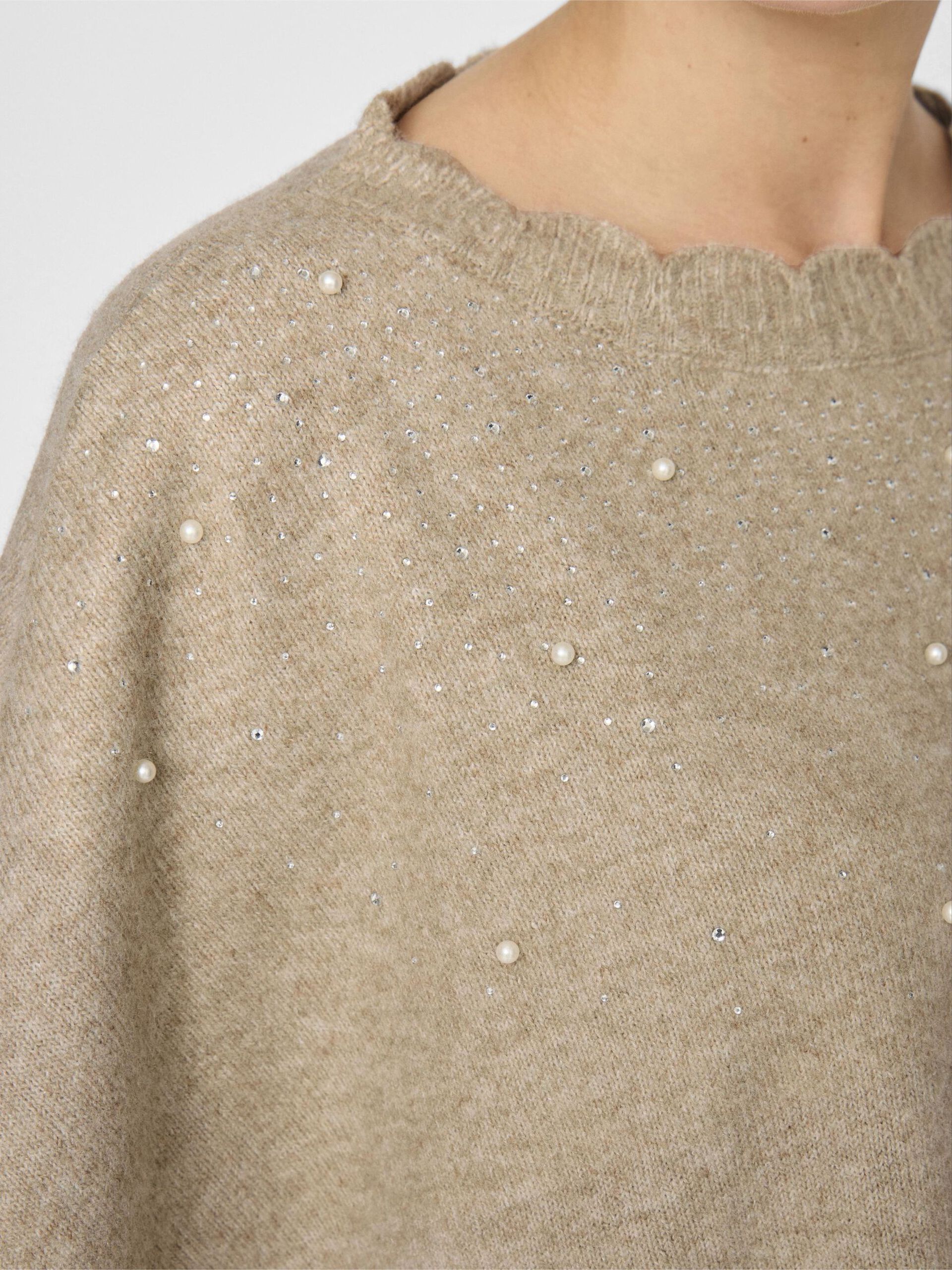 Carousel image - KNITTED PONCHO, Natural Melange | 3