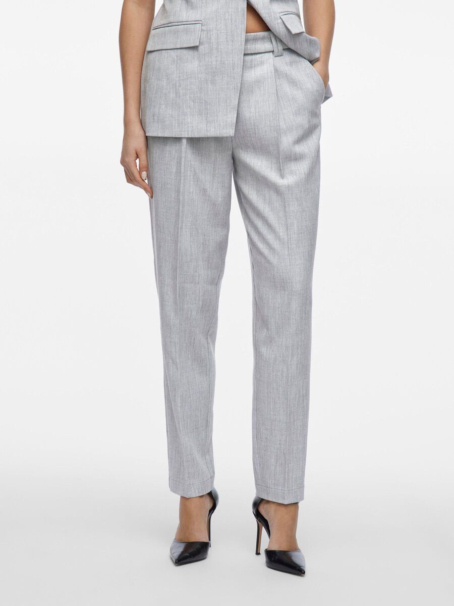 VILA HIGH WAIST TROUSERS, Light Grey Melange, highres - 14104277_LightGreyMelange_003.jpg