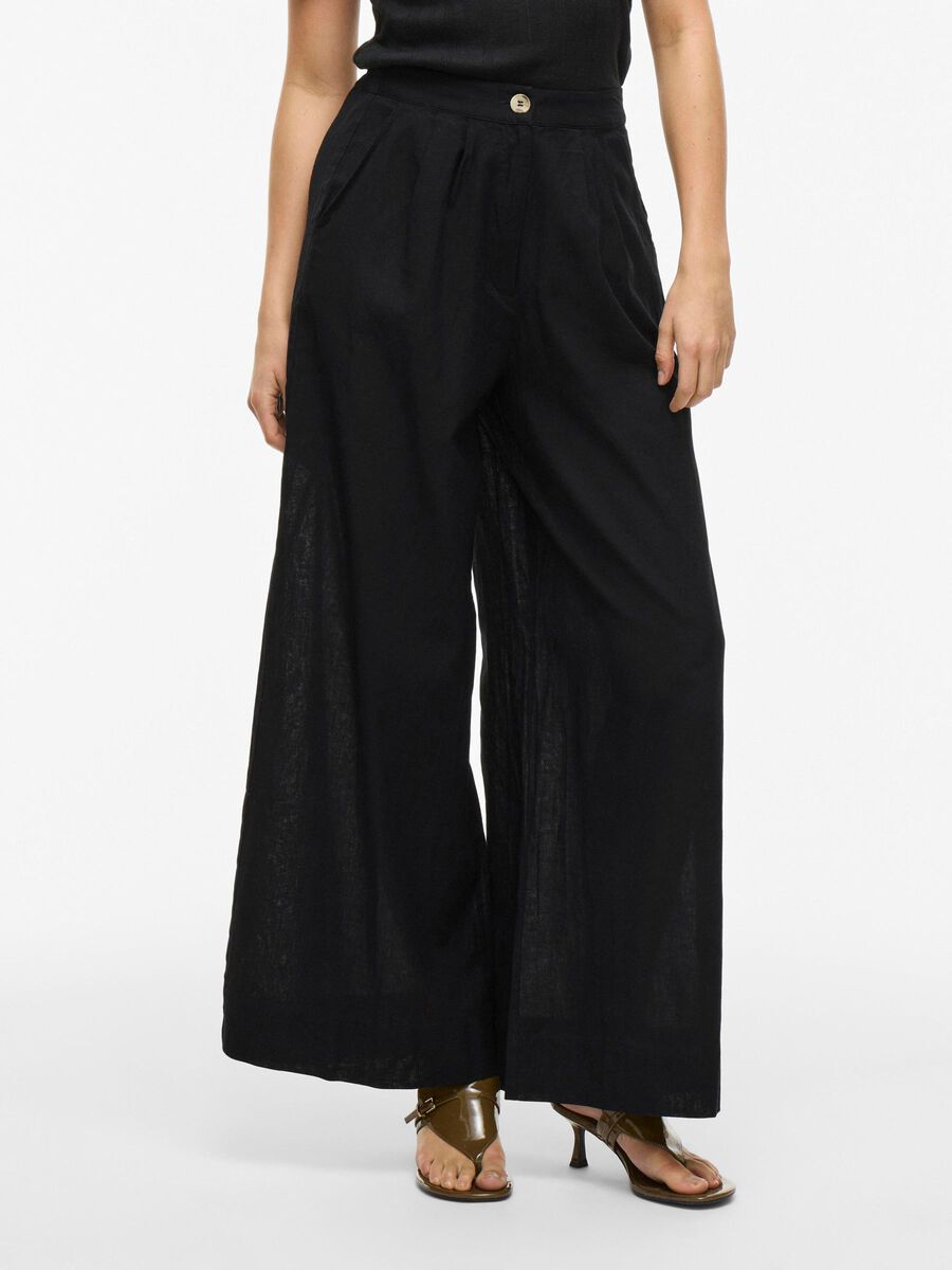 VILA VIETNI HIGH WAIST WIDE-LEG TROUSERS, Black Beauty, highres - 14107995_BlackBeauty_003.jpg