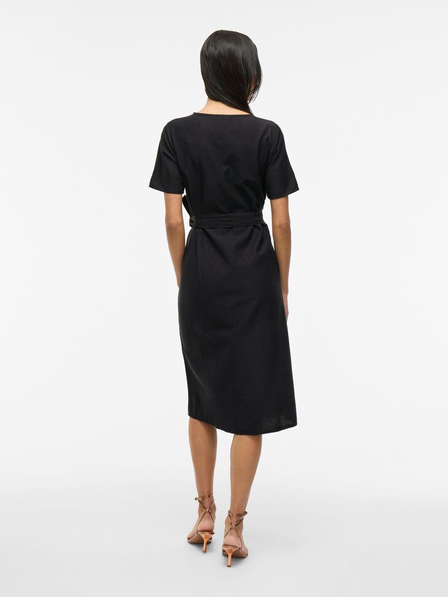 VILA SHORT SLEEVED MIDI DRESS, Black Beauty, highres - 14096276_BlackBeauty_004.jpg