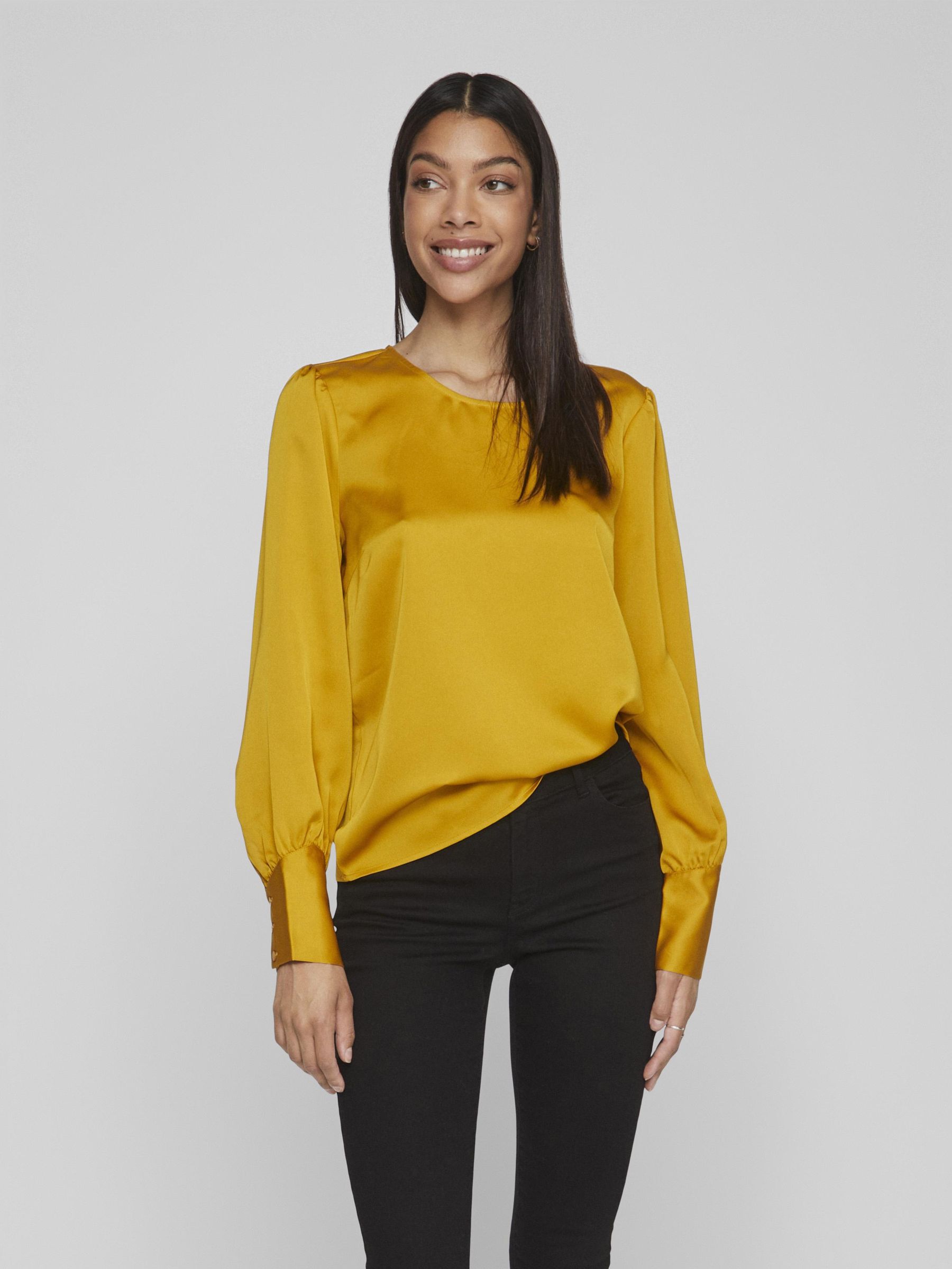 Mustard yellow store long sleeve blouse