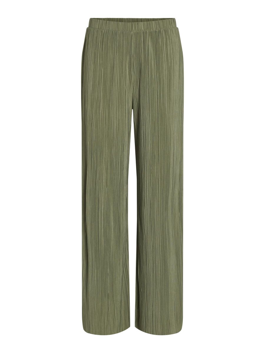 VILA RIBBED PANTALONI GAMBA AMPIA, Oil Green, highres - 14089681_OilGreen_001.jpg